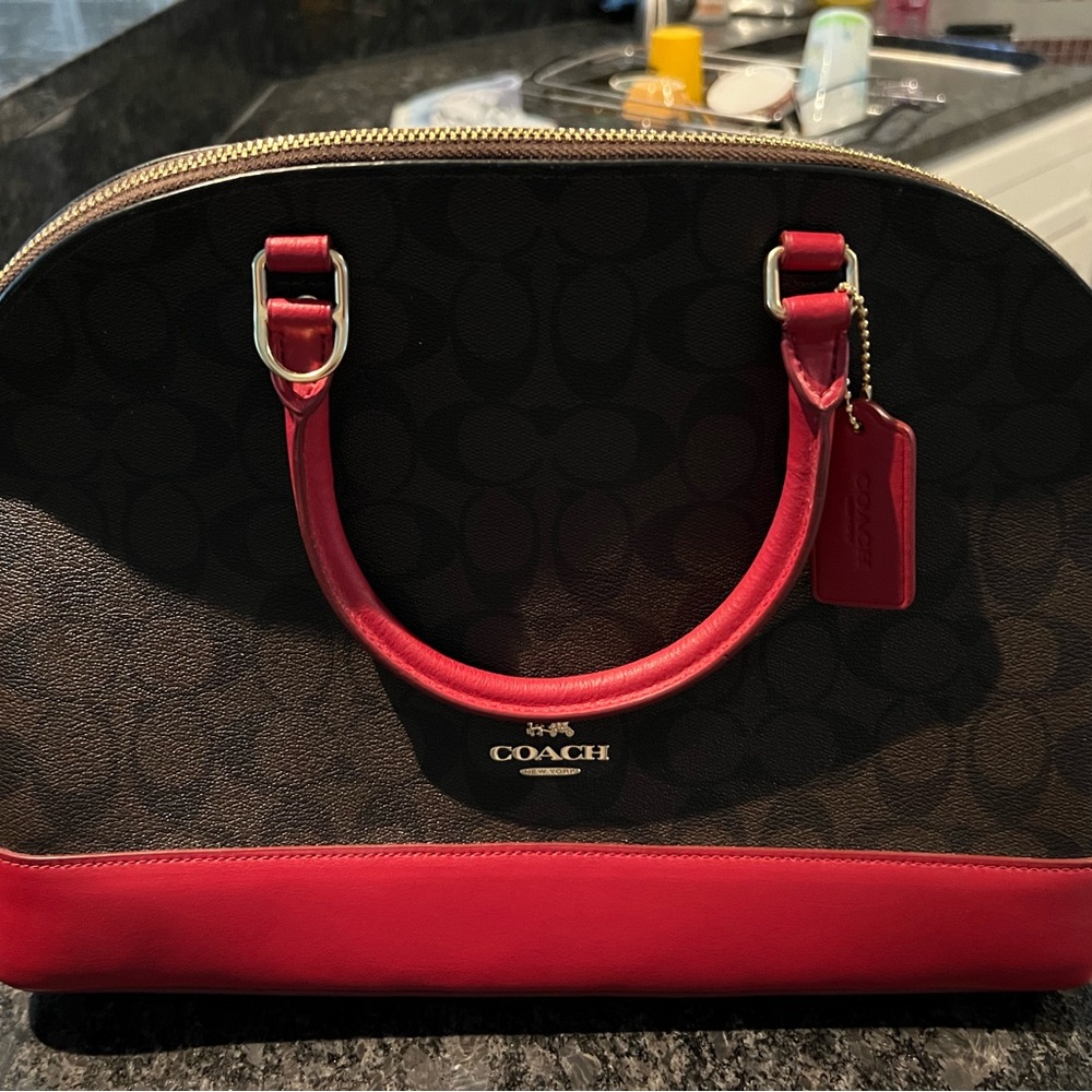 Coach Signature Sierra Brown and Red Satchel - Picture 8 of 12